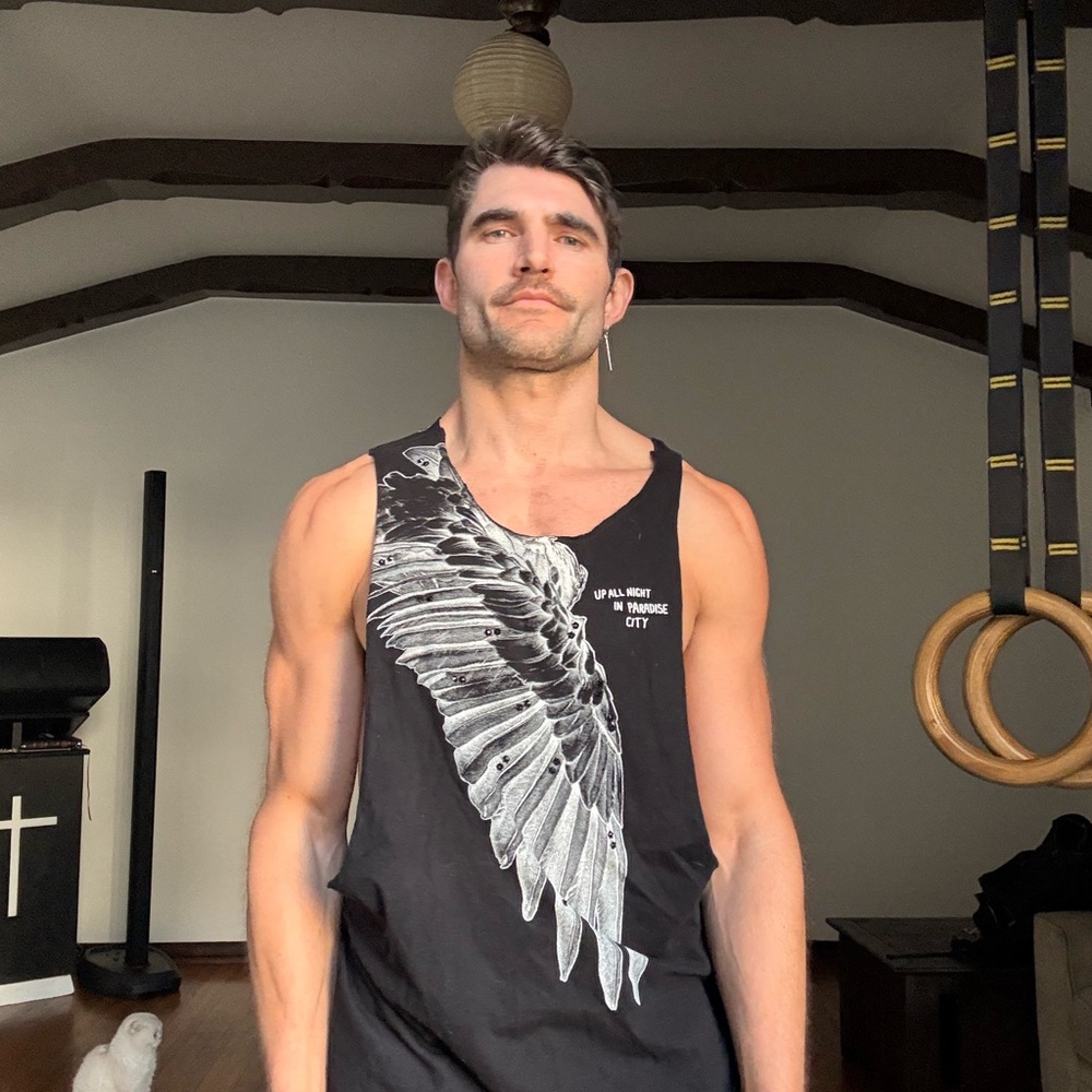 Domrebel Wing Tank Top with swarovski crystals